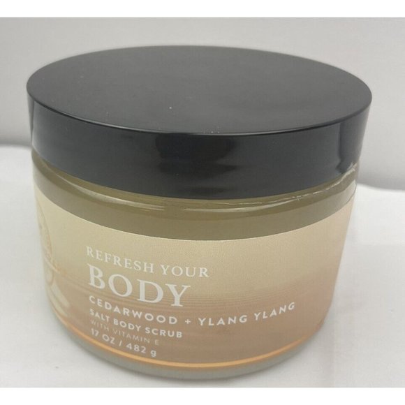 1-BATH & BODY WORKS Aromatherapy CEDARWOOD + YLANG YLANG~SALT BODY SCRUB - Picture 2 of 6